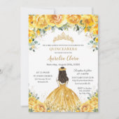 シックキンセアニライエローフローラプリンセス誕生日 招待状 (正面)