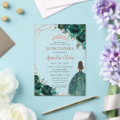 シックキンセアニラエメラルドグリーンフローラバラ金ゴールド アクリル招待状 (インサイチュ (ウェディング))