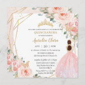 シックキンセアニラソフト赤面ピンクフローラティアラ 招待状 (正面/裏面)