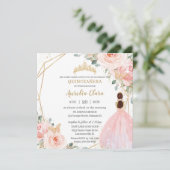 シックキンセアニラソフト赤面ピンクフローラティアラ 招待状 (スタンド正面)