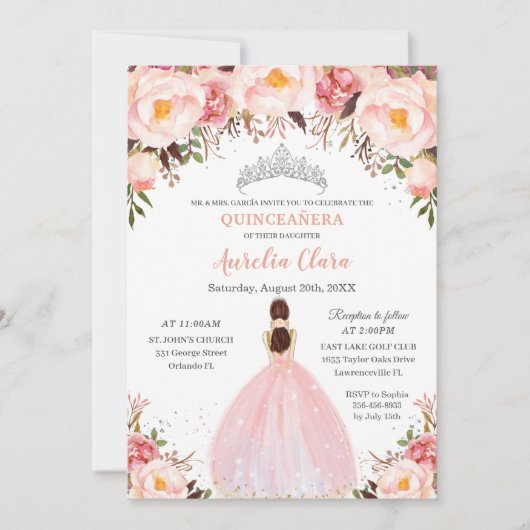 シックキンセアニラソフト赤面フローラプリンセスシルバー 招待状 (正面)