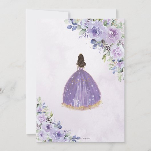 シックキンセアニラパープル薄紫フローラプリンセス 招待状 (裏面)