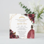 シックキンセアニラリッチブルガンディーレッドフローラティアラ 招待状 (スタンド正面)