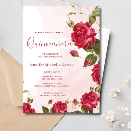 シックキンセアニラレッドローゼスフローラプリンセス 招待状