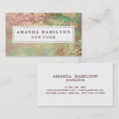 シックギルエレガントド赤面グリーンピンク金ゴールド 名刺 (正面/裏面)