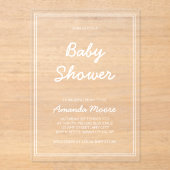 シッククラシックな書道台本ベビーシャワー アクリル招待状 (正面)