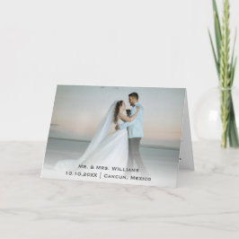 シッククラシックトレンディー結婚の写真の新郎新婦 サンキューカード