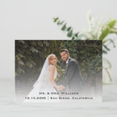 シッククラシックトレンディー結婚の写真の新郎新婦 サンキューカード (スタンド正面)