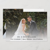 シッククラシックトレンディー結婚の写真の新郎新婦 サンキューカード (正面/裏面)