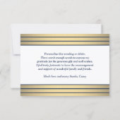 シッククラシックネイビー青金ゴールドスストライプクリプエレガントト サンキューカード (裏面)