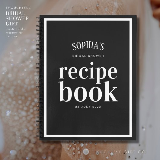 シッククラシックブライダルシャワー白黒レシピ ノートブック