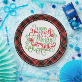 シッククラシックレッドブラックイエローホワイトタータンチェックパターン ペーパープレート (パーティー)