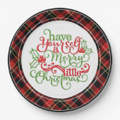 シッククラシックレッドブラックイエローホワイトタータンチェックパターン ペーパープレート (正面)