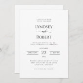 シッククラシック結婚式招待状白黒 招待状 (正面/裏面)