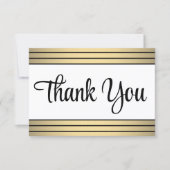 シッククラシック金ゴールドブラックストライプスクリプエレガントト サンキューカード (正面)