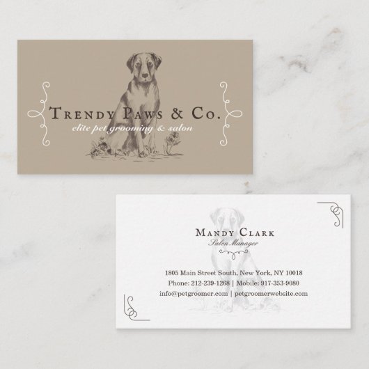 シッククラシーブティックスタイルペットサロンラブラドールドッグ 名刺 (正面/裏面)