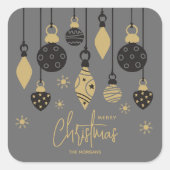 シッククリスマスオーナメントオングレー スクエアシール (正面)