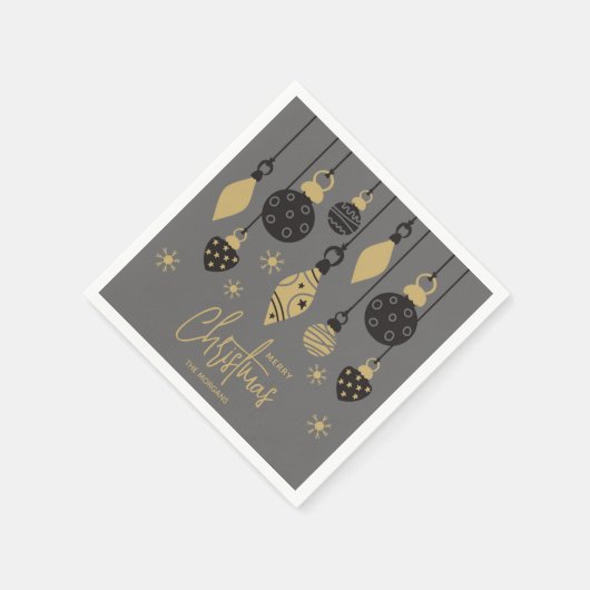シッククリスマスオーナメントオングレー スタンダードカクテルナプキン (角)