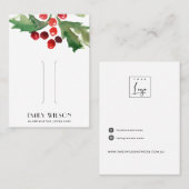 シッククリスマスホリーベリーヘアクリップディスプレイカード 名刺 (正面/裏面)