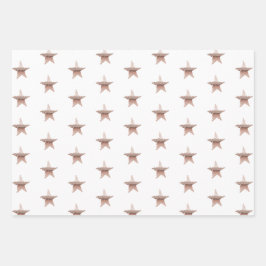 シッククリスマスメタリックバラ金ゴールドスターホワイト ラッピングペーパーシート