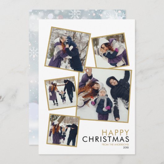 シッククリスモダンマスファミリー5フォトコラージュ シーズンカード (正面/裏面)