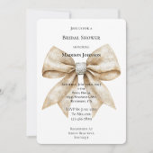 シッククリームシルバーグラムボウブライダルシャワー 招待状 (正面)