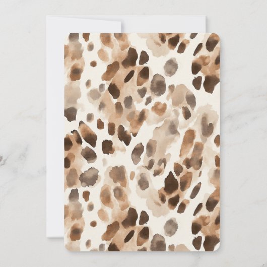 シッククリームブラウンヒョウ動物ブライダルシャワー 招待状 (裏面)