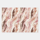 シッククリームブラウンレオパードアニマルプリント誕生日 ラッピングペーパーシート (正面2)