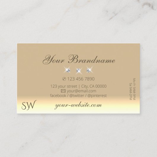 シッククリームベージュダイヤグラデーションンきらめくズイニシャル 名刺 (裏面)