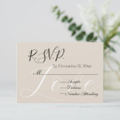 シッククリームベージュホワイトラブRSVP エンクロージャーカード (スタンド正面)