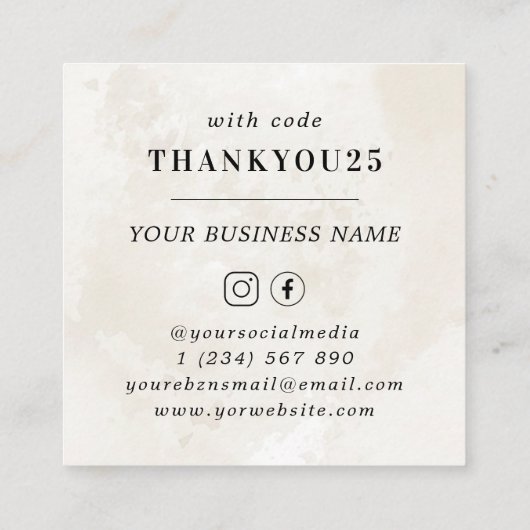 シッククリームマーブルはっきりしたタイポグラフィスモールビジネス 割引カード (裏面)