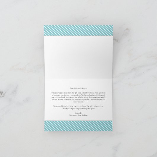 シッククロスラインベビーサンキューカード – ボーイ サンキューカード (内部)
