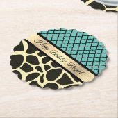 シッククローバーキリンプリント誕生日パーソナライズド ペーパーコースター (アングル)