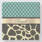 シッククローバーキリンプリント ストーンコースター (正面)