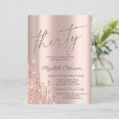 シッククールグリッタードリップバラ金ゴールド30th誕生日 招待状 (スタンド正面)