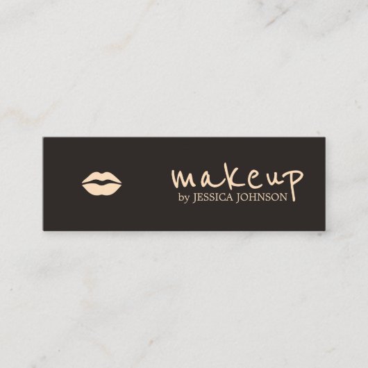シッククールダーク淡い色のピンクリップメイクアップアーティスト スキニー名刺 (正面)