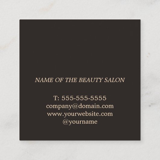 シッククールダーク淡い色のピンクリップメイクアップアーティスト スクエア名刺 (裏面)