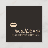 シッククールダーク淡い色のピンクリップメイクアップアーティスト スクエア名刺 (正面)