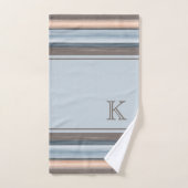 シッククールブラウン石板ブルーグレイストライプズ バスタオルセット (ハンドタオル)