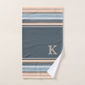 シッククールブラウン石板ブルーグレイストライプズ バスタオルセット (ハンドタオル)