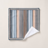 シッククールブラウン石板ブルーグレイストライプズ バスタオルセット (ウォッシュタオル)