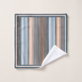 シッククールブラウン石板ブルーグレイストライプズ バスタオルセット (ウォッシュタオル)