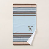 シッククールブラウン石板ブルーグレイストライプズ バスタオルセット (ハンドタオル)