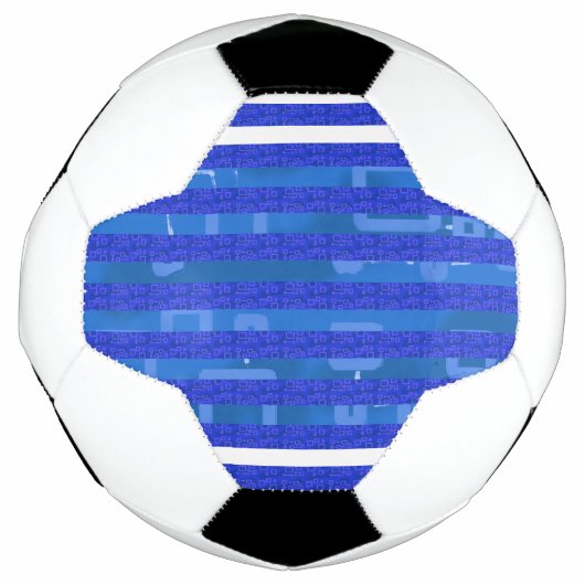 シッククールブルー幾何ストライプ サッカーボール (正面)