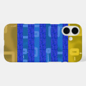 シッククールブルー金ゴールド幾何ストライプ Case-Mate iPhoneケース (裏面 (横))