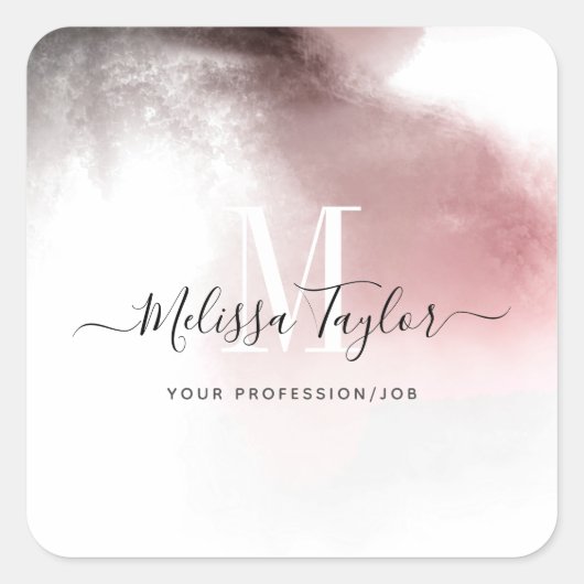 シックグラデーションなピンクと紫の水色 スクエアシール (正面)