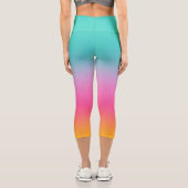シックグラデーションアクアピンクとイエロー カプリレギンス (裏面)