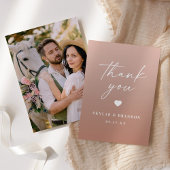 シックグラデーションクレイテラコッタ&赤面ピンクズ結婚ズ サンキューカード