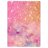 シックグラデーションバラ赤面ピンクグリッターモノグラム クリップボード (裏面)