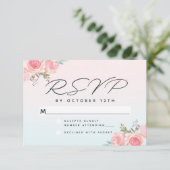 シックグラデーションピフランスのックガーデン結婚フローラ 出欠カード (スタンド正面)